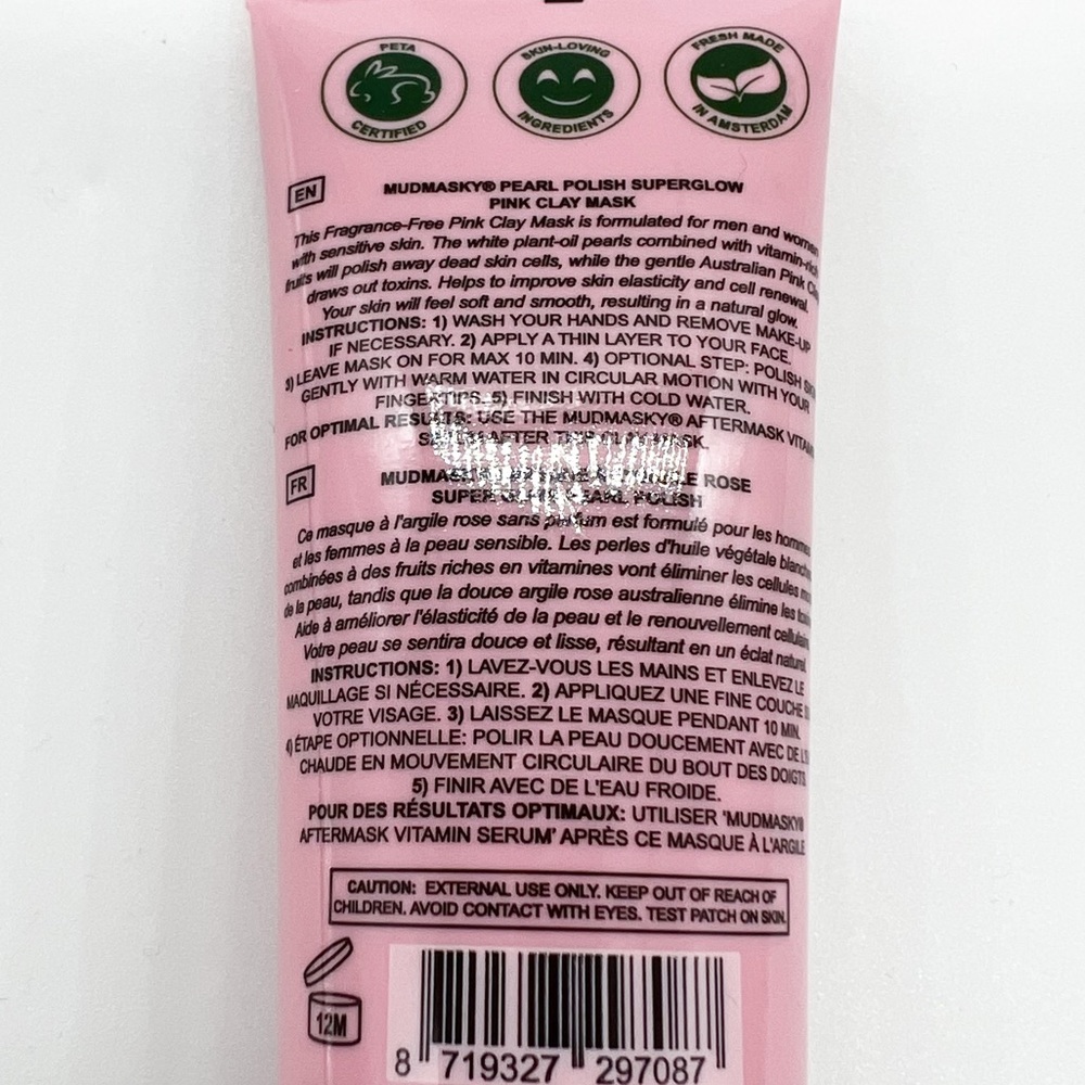 NEW Mudmasky Pearl Polish Superglow Pink Clay Mask, 60 ml - Picture 4 of 6